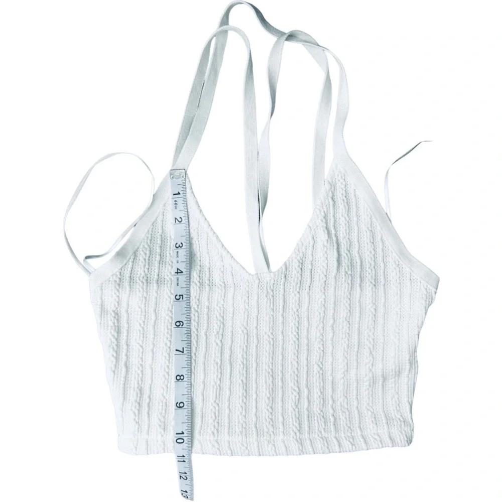 3/$20 ZARA white cable knit halter style strappy crop tank top‎
